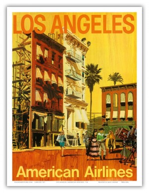 American Airlines Los Angeles vintage travel poster